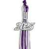 Purple/Silver/White Mixed Color Graduation Tassel with Silver Bling Charm by Wholesale Grad Supply