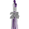 Purple/Silver/White Mixed Color Graduation Tassel with Silver Bling Charm by Wholesale Grad Supply
