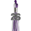Purple/Silver/White Mixed Color Graduation Tassel with Silver Bling Charm by Wholesale Grad Supply