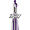 Purple/Silver/White Mixed Color Graduation Tassel with Silver Bling Charm by Wholesale Grad Supply
