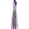 Purple/Silver/White Mixed Color Graduation Tassel with Silver Stacked Date Drop by Wholesale Grad Supply
