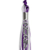 Purple/Silver/White Mixed Color Graduation Tassel with Silver Stacked Date Drop by Wholesale Grad Supply