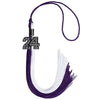 Purple/White Graduation Tassel with Black Bling Charm by Wholesale Grad Supply