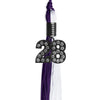 Purple/White Graduation Tassel with Black Bling Charm by Wholesale Grad Supply