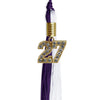 Purple/White Graduation Tassel with Gold Bling Charm by Wholesale Grad Supply