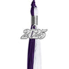 Purple/White Graduation Tassel with Silver Bling Charm by Wholesale Grad Supply