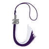 Purple/White Graduation Tassel with Silver Bling Charm by Wholesale Grad Supply