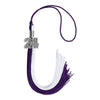 Purple/White Graduation Tassel with Silver Bling Charm by Wholesale Grad Supply