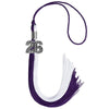 Purple/White Graduation Tassel with Silver Bling Charm by Wholesale Grad Supply