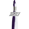 Purple/White Graduation Tassel with Silver Bling Charm by Wholesale Grad Supply