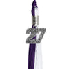 Purple/White Graduation Tassel with Silver Bling Charm by Wholesale Grad Supply