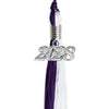 Purple/White Graduation Tassel with Silver Bling Charm by Wholesale Grad Supply
