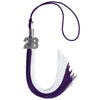Purple/White Graduation Tassel with Silver Bling Charm by Wholesale Grad Supply