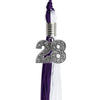 Purple/White Graduation Tassel with Silver Bling Charm by Wholesale Grad Supply