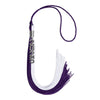 Purple/White Graduation Tassel with Silver Stacked Date Drop by Wholesale Grad Supply