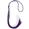 Purple/White Graduation Tassel with Silver Stacked Date Drop by Wholesale Grad Supply