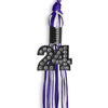Purple/White Mixed Color Graduation Tassel with Black Bling Charm by Wholesale Grad Supply