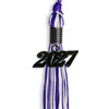 Purple/White Mixed Color Graduation Tassel with Black Bling Charm by Wholesale Grad Supply