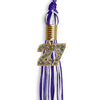 Purple/White Mixed Color Graduation Tassel with Gold Bling Charm by Wholesale Grad Supply
