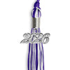 Purple/White Mixed Color Graduation Tassel with Silver Bling Charm by Wholesale Grad Supply
