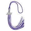 Purple/White Mixed Color Graduation Tassel with Silver Bling Charm by Wholesale Grad Supply
