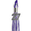 Purple/White Mixed Color Graduation Tassel with Silver Bling Charm by Wholesale Grad Supply