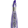 Purple/White Mixed Color Graduation Tassel with Stacked Silver Date Drop by Wholesale Grad Supply
