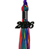 Rainbow Graduation Tassel with Black Bling Charm by Wholesale Grad Supply