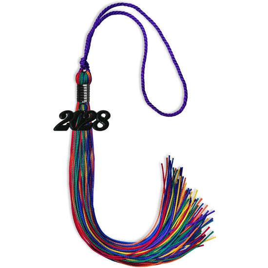 Rainbow Graduation Tassel with Black Bling Charm by Wholesale Grad Supply