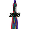 Rainbow Graduation Tassel with Black Bling Charm by Wholesale Grad Supply