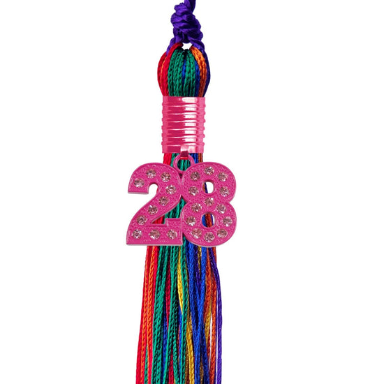 Rainbow Graduation Tassel with Pink Bling Charm by Wholesale Grad Supply