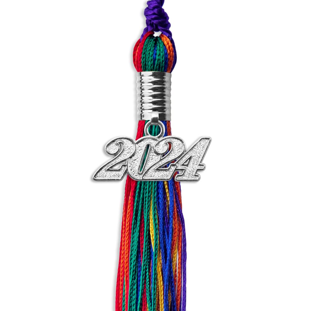 Rainbow Graduation Tassel with Silver Bling Charm by Wholesale Grad Supply