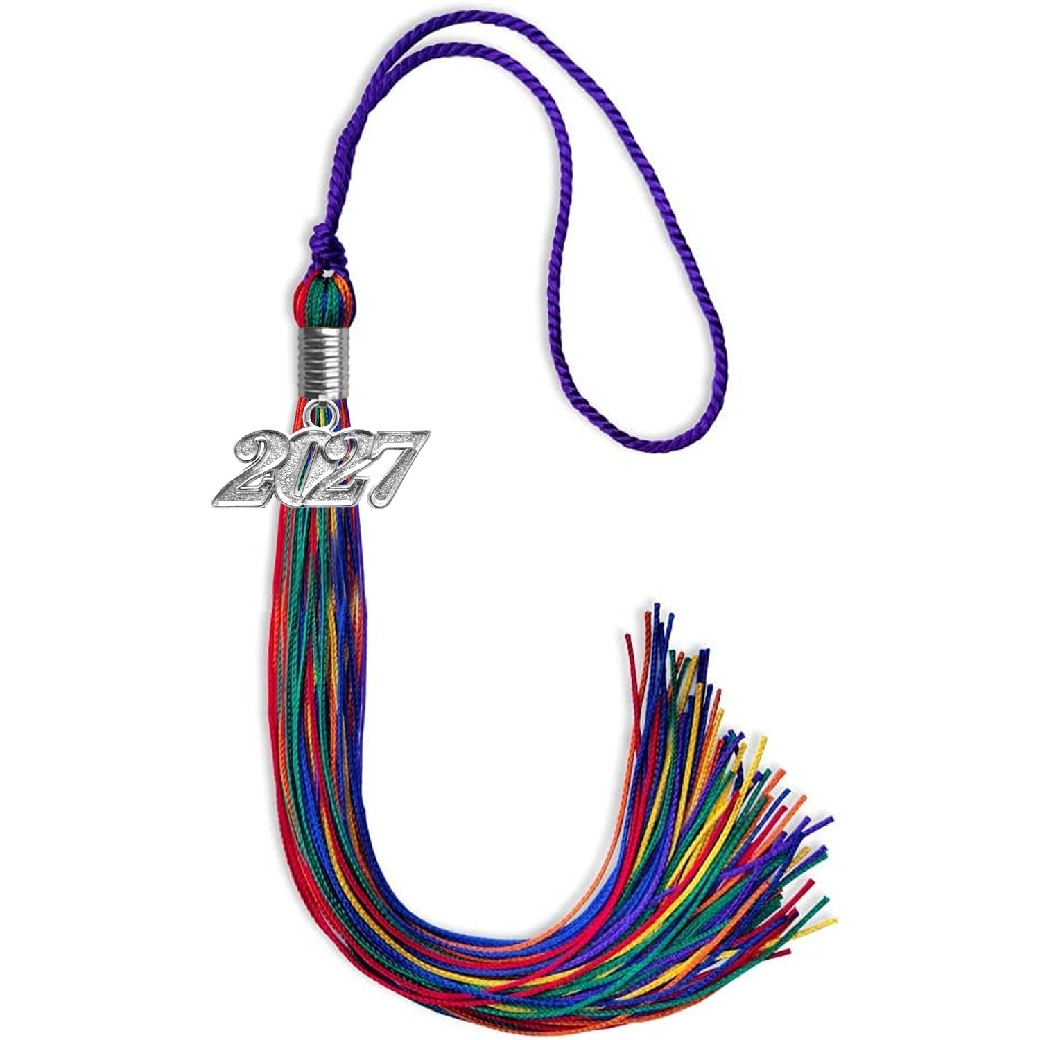 Rainbow Graduation Tassel with Silver Bling Charm by Wholesale Grad Supply