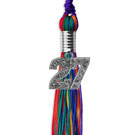 Rainbow Graduation Tassel with Silver Bling Charm by Wholesale Grad Supply