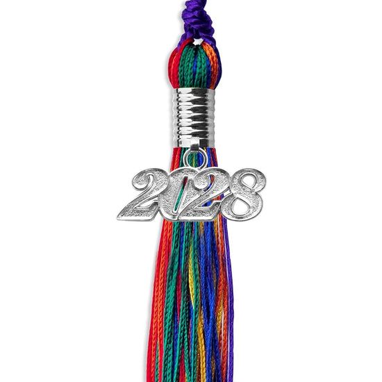 Rainbow Graduation Tassel with Silver Bling Charm by Wholesale Grad Supply