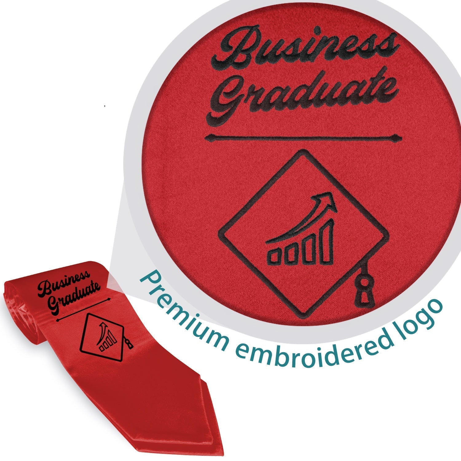 Red Business Graduate Stole/Sash with Classic Tips by Wholesale Grad Supply