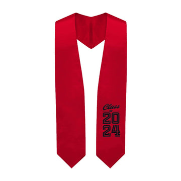 Red Class of 2024 Graduation Stole/Sash with Classic Tips by Wholesale Grad Supply