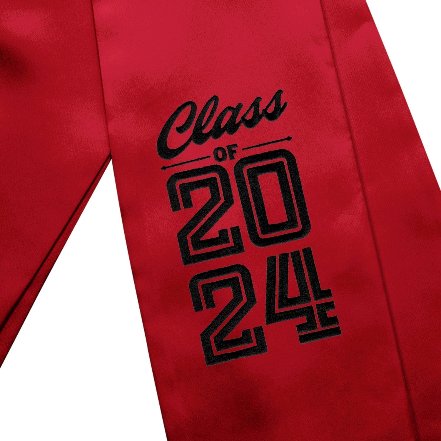 Red Class of 2024 Graduation Stole/Sash with Classic Tips by Wholesale Grad Supply