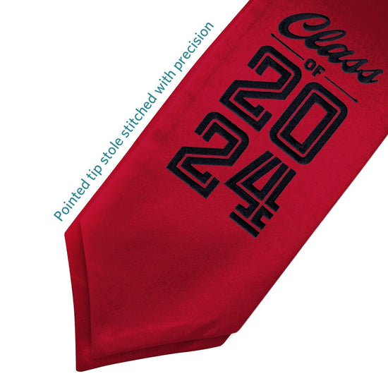 Red Class of 2024 Graduation Stole/Sash with Classic Tips by Wholesale Grad Supply
