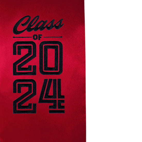 Red Class of 2024 Graduation Stole/Sash with Classic Tips by Wholesale Grad Supply
