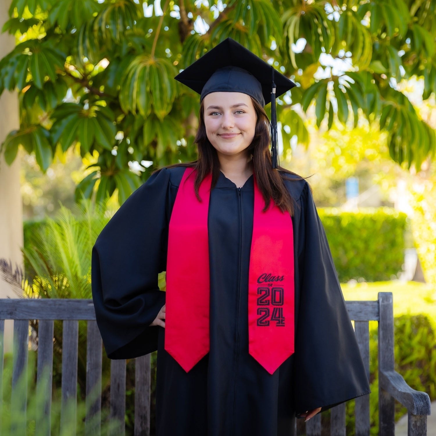 Red Class of 2024 Graduation Stole/Sash with Classic Tips by Wholesale Grad Supply