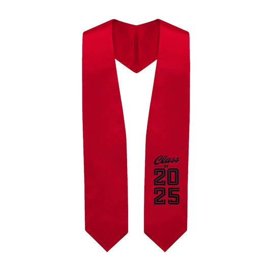 Red Class of 2025 Graduation Stole/Sash with Classic Tips by Wholesale Grad Supply