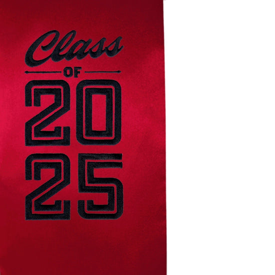 Red Class of 2025 Graduation Stole/Sash with Classic Tips by Wholesale Grad Supply