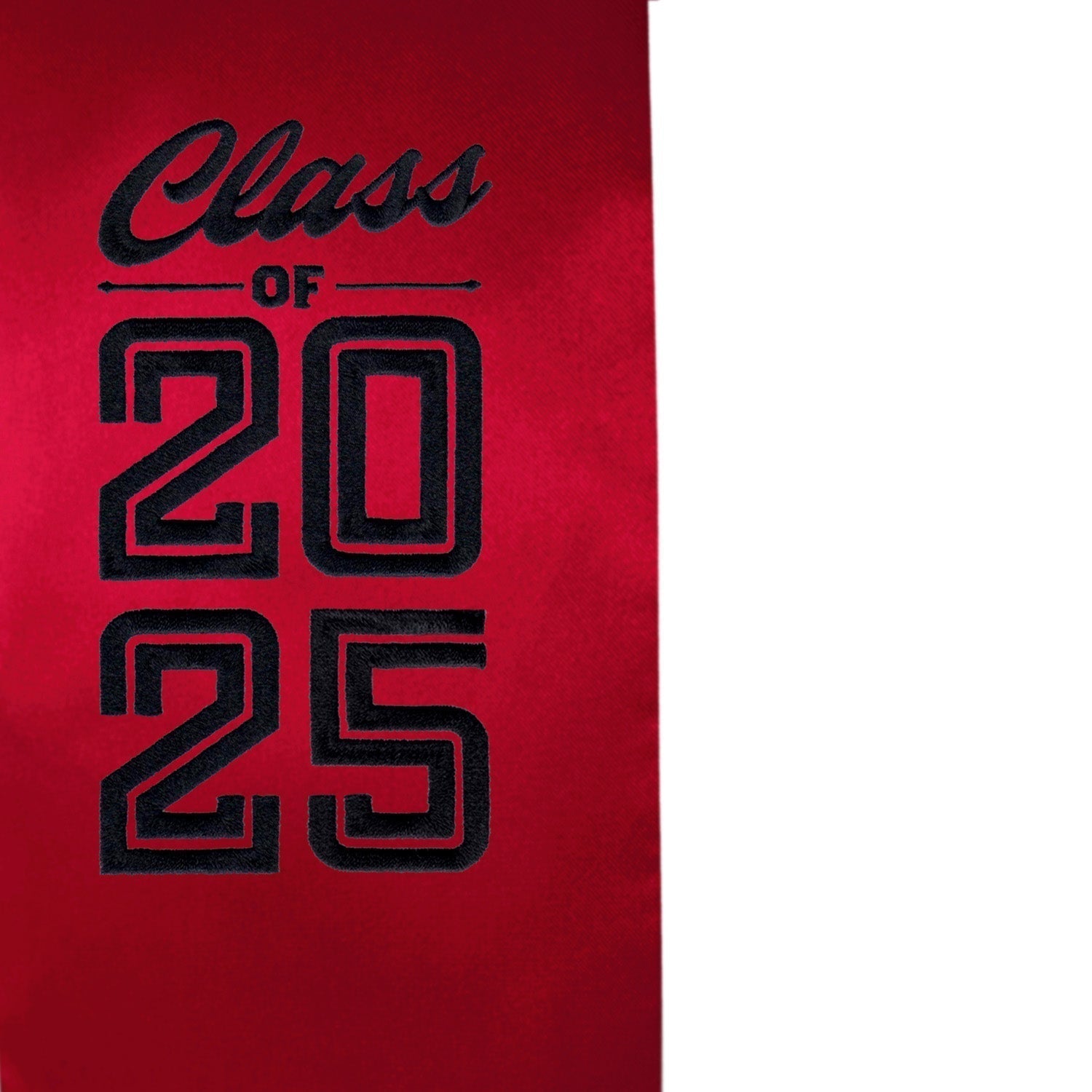 Red Class of 2025 Graduation Stole/Sash with Classic Tips by Wholesale Grad Supply