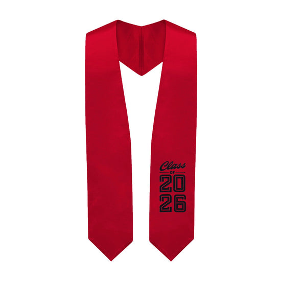 Red Class of 2026 Graduation Stole/Sash with Classic Tips by Wholesale Grad Supply