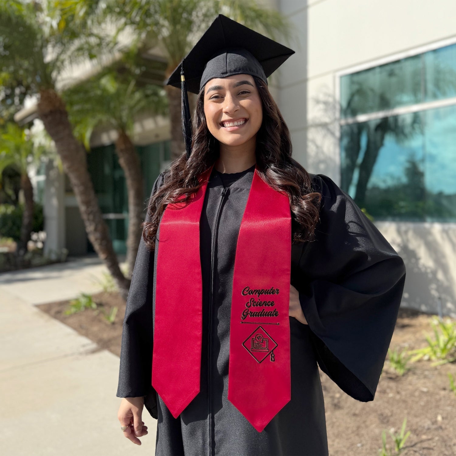 Red Computer Science Graduate Stole/Sash with Classic Tips by Wholesale Grad Supply