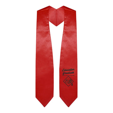 Red Education Graduate Stole/Sash with Classic Tips by Wholesale Grad Supply