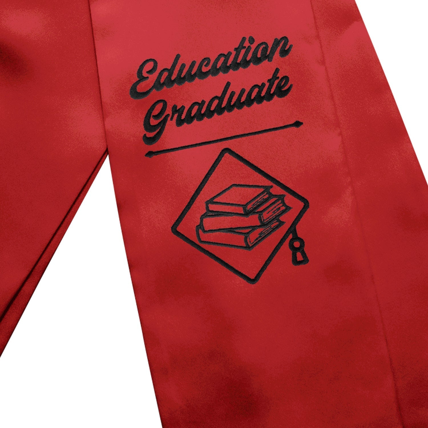 Red Education Graduate Stole/Sash with Classic Tips by Wholesale Grad Supply