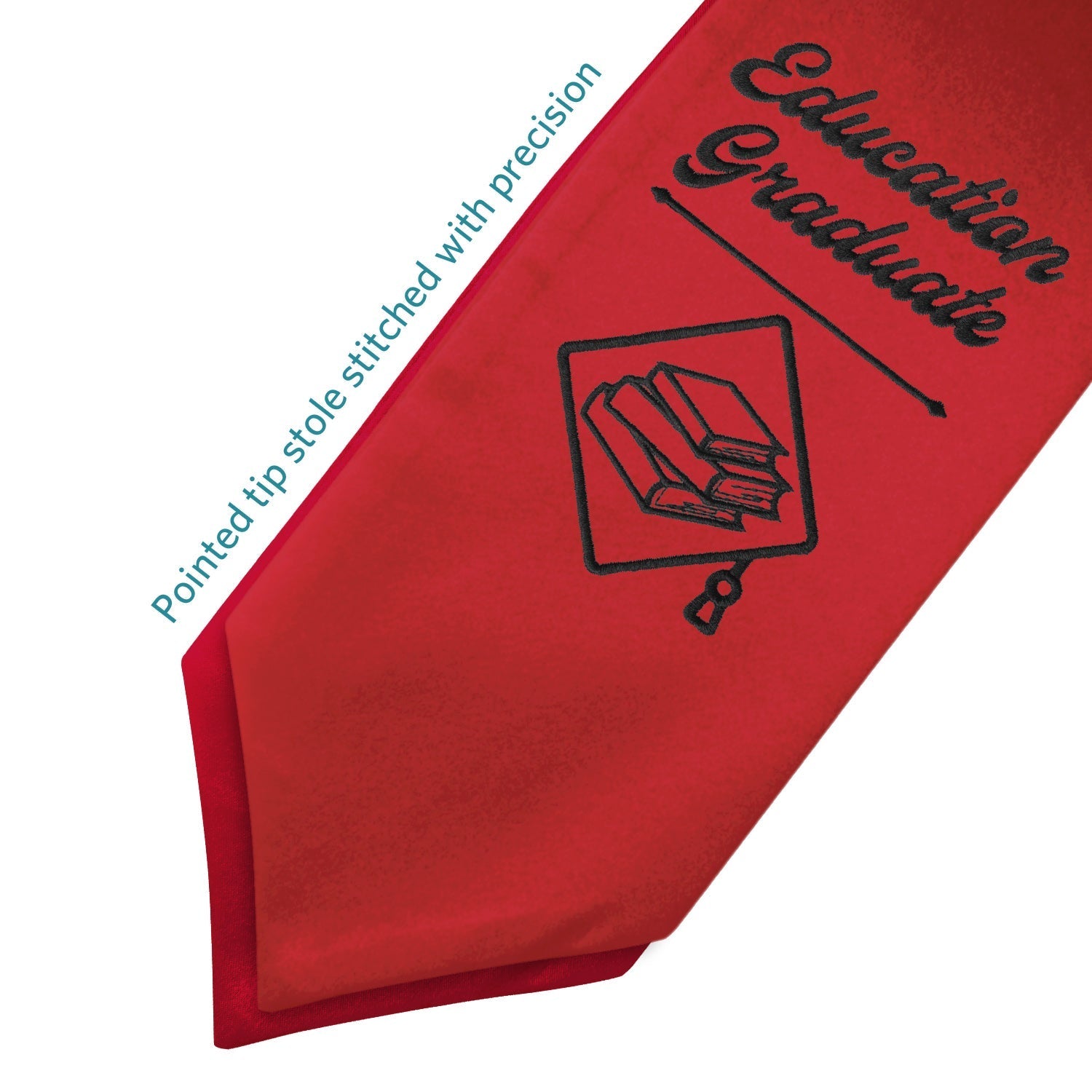 Red Education Graduate Stole/Sash with Classic Tips by Wholesale Grad Supply