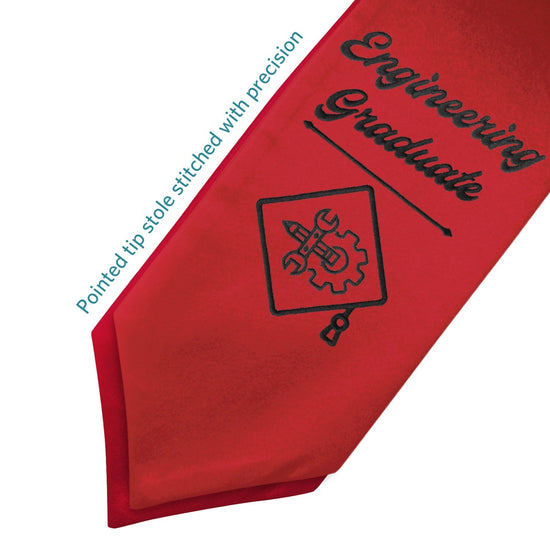 Red Engineering Graduate Stole/Sash with Classic Tips by Wholesale Grad Supply